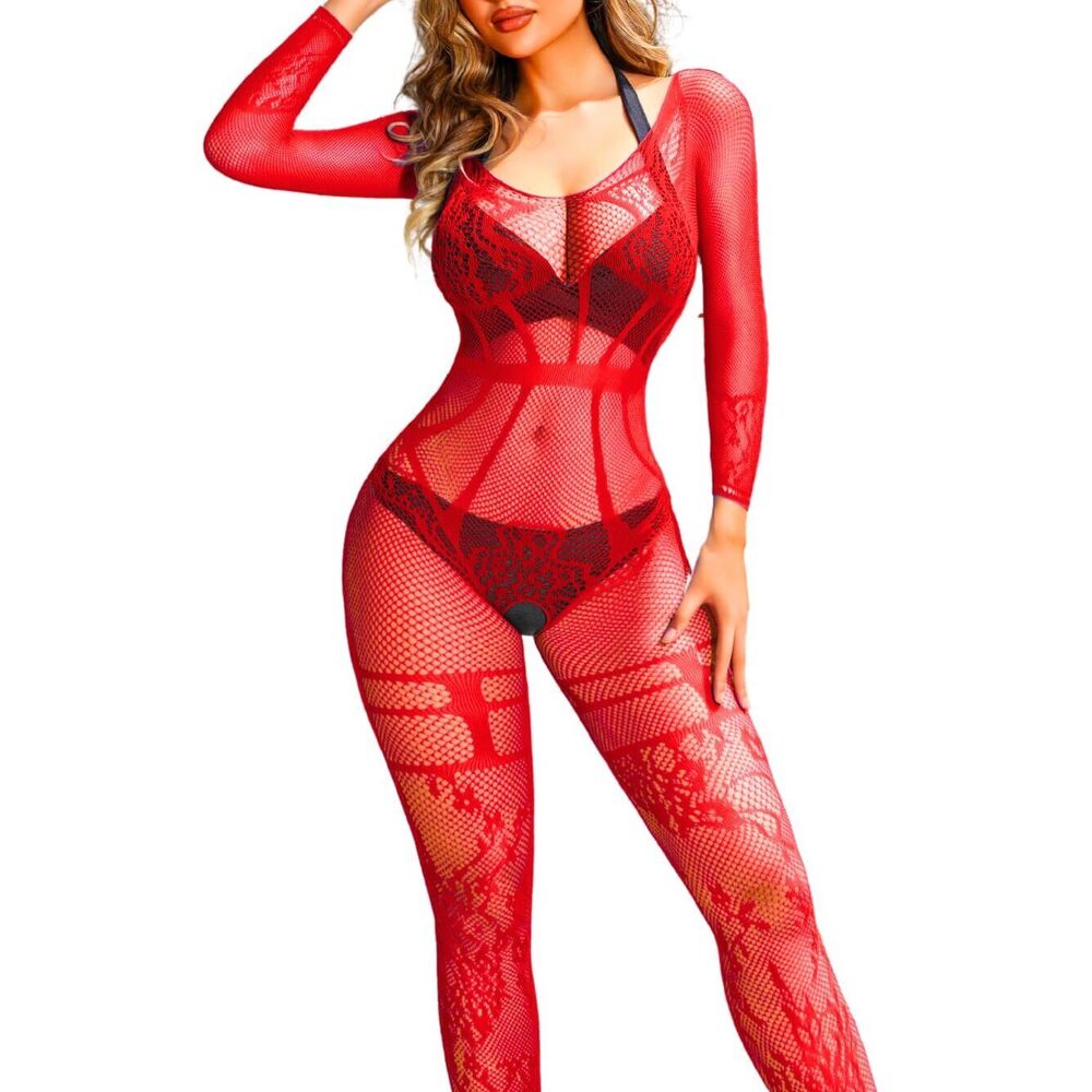 4307 Fishnet Lingerie,Hollow Out Sheer Body Stockings ,One Piece Long